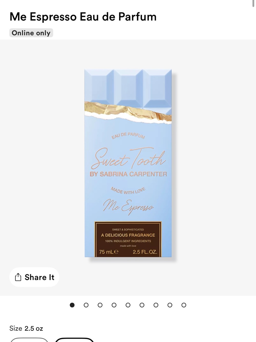 Me Espresso Sweet Tooth Eau de Parfum by Sabrina Carpenter – Light Blue